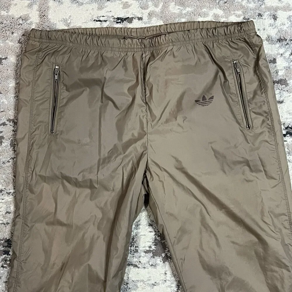 Vintage 90s Adidas Beige Lined Track Pants Men Sz L Streetwear Y2K Baggy Trefoil